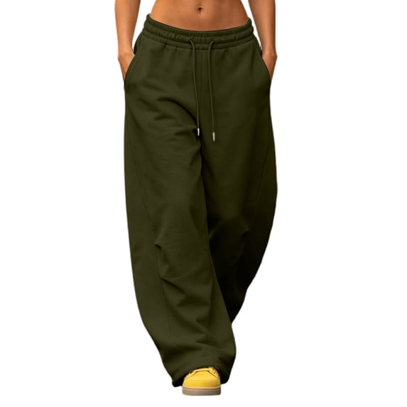 Women Plus Size Sweatpants Casual Drawstring Wide Leg Pants High Waisted Soft Comfort Barrel Baggy Trousers with Pockets