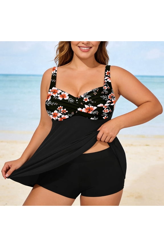 Women Plus Size Swim Tops Plus Size Tankini Swim Top Swimwear Casual And Adjustable Straps Black5 XXXL
