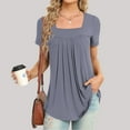 thumbnail image 1 of Women Plus Size T-Shirt Blouse Sawvnm Women Fashion Casual Round-Neck Short Sleeve Loose T-Shirt Blouse Tops for Women Gray XL, 1 of 4