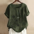 thumbnail image 1 of Plus Size Women Blouses Sawvnm Women's Summer Casual Round Neck Short Sleeve Printing Loose Shirt Tops for Women Army Green M, 1 of 5