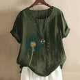 thumbnail image 1 of Tank Tops for Women Sawvnm Women's Summer Casual Round Neck Short Sleeve Printing Loose Shirt Tops for Women Army Green XL, 1 of 5