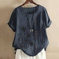 thumbnail image 1 of Oversized Tshirts for Women Sawvnm Women's Summer Casual Round Neck Short Sleeve Printing Loose Shirt Tops for Women Navy 4XL, 1 of 5