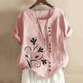 thumbnail image 1 of Tank Tops for Women Sawvnm Women's Summer Casual Round Neck Short Sleeve Printing Loose Shirt Tops for Women Pink XL, 1 of 5