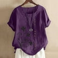 thumbnail image 1 of Tank Tops for Women Sawvnm Women's Summer Casual Round Neck Short Sleeve Printing Loose Shirt Tops for Women Purple XL, 1 of 5