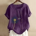 thumbnail image 1 of Womens Tank Tops Sawvnm Women's Summer Casual Round Neck Short Sleeve Printing Loose Shirt Tops Summer Blouses Purple 2XL, 1 of 5