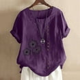thumbnail image 1 of Boho Tops for Women Sawvnm Women's Summer Casual Round Neck Short Sleeve Printing Loose Shirt Tops for Women Purple XXXL, 1 of 5