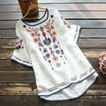 thumbnail image 1 of Women Plus Size T-Shirt Blouse Sawvnm Womens Spring Summer Color Casual Loose Fashion T-Shirt Short Sleeve Round Neck Embroidery Tops Cotton And Linen Blouse for Women White L, 1 of 4