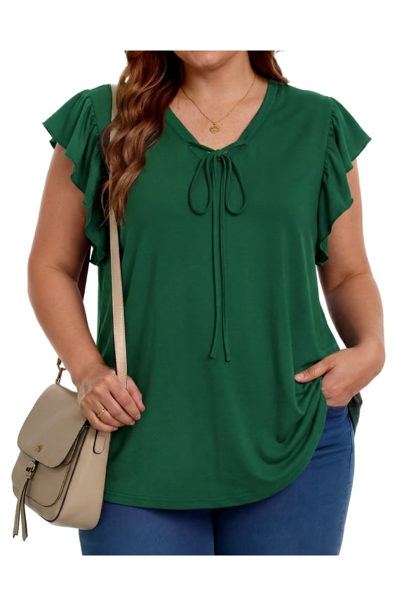 Plus Size Tank Tops for Women, V Neck Trendy Tunic Summer Shirts for Women Sleeveless Casual Womens Blouse 1X-5X