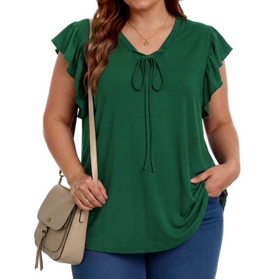 Oryer Plus Size Tank Tops for Women, V Neck Trendy Tunic Summer Shirts for Women Sleeveless Casual Womens Blouse 1X-5X