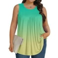 thumbnail image 1 of Women Plus Size Tank Tops Gradient Color Pullover Casual Summer Lightweight Flowy Crewneck Sleeveless Lounge Loose Blouse Cool Nice Wide Strap Trendy Spring Relaxed Camisole, 1 of 6
