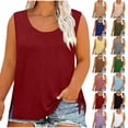 thumbnail image 1 of Women Plus Size Tank Tops Summer Scoop Neck Side Split Sleeveless T-Shirts Tops Casual Loose Tees Tunics Shirts, 1 of 6