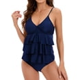 thumbnail image 1 of Women Plus Size Tankini Swimsuits Tummy Control Two Piece Bathing Suit Ruffled Flounce Swimwear S-XL, 1 of 7