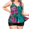 thumbnail image 1 of Women Plus Size Tankini Swimsuits Tummy Control Two Piece Bathing Suit Ruffled Flounce Swimwear, 1 of 7