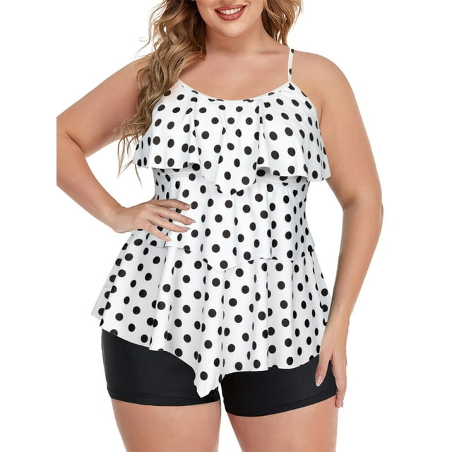 Women Plus Size Tankini Swimsuits Two Piece Tummy Control Bathing Suit