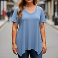 thumbnail image 1 of Women Plus Size Tops Cut Out V Neck 3/4 Sleeve Blouses Dressy Casual Tunic Tops To Wear With Leggings Woman Tee Athletic Short Sleeve Shirt Women Small Long Sleeve Shirt Tee for Women Short Sleeve, 1 of 5