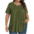 thumbnail image 1 of Women Plus Size Tops Polka Dot Print Shirt Round Neck Short Sleeve T-Shirt Pleated Front Blouses Womens Summer Tops Dressy Casual, 1 of 6