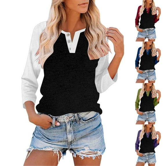 Women Plus Size Tops Sawvnm Women's Round Neck Loose Shirt Top Clearance Clothes under $10.00
