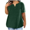 thumbnail image 1 of Women Plus Size Tops Short Sleeve Casual V Neck Shirts Summer Tunic Solid Color Loose Workout blouses, 1 of 5