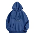 thumbnail image 1 of Women Plus Size Tops Winter Comfy Hooded Long Sleeve Blouson Off the Shoulder Drawstring Graphic Leisure Flannel Hoodies Sweatshirts(Blue,M), 1 of 3