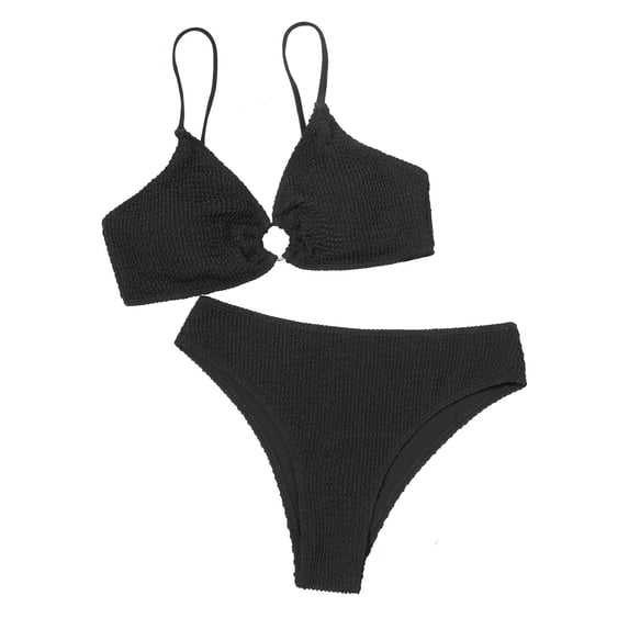 Women Plus Size Two-Piece Swimsuit Ruffle High Waisted Bikini Flounce Tummy Bathing Suit Swimwear