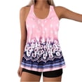 thumbnail image 1 of Women Plus Size Two Piece Swimsuit Spaghetti Strap Hollow Out Tank Tops Trunks Quick Dry Modest Bathing Suit (M, Pink), 1 of 5
