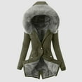 thumbnail image 1 of Women Plus Size Winter Coat Lapel Collar Long Sleeve Jacket Vintage Thicken Coat Jacket Warm Hooded Thick Padded Outerwear Big Collar Jackets, 1 of 3