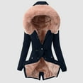 thumbnail image 1 of Women Plus Size Winter Coat Lapel Collar Long Sleeve Jacket Vintage Thicken Coat Jacket Warm Hooded Thick Padded Outerwear Big Collar Jackets, 1 of 3