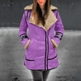 thumbnail image 1 of Women Plus Size Winter Coat Lapel Collar Long Sleeve Padded Leather Jacket Vintage Thicken Coat Sheepskin Jacket Zip up Wool Coat Women Woman Clothes Womens Winter Jacket Hood Coat Trench Womens, 1 of 6