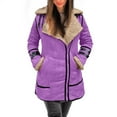 thumbnail image 1 of Women Plus Size Winter Coat Thick Padded Leather Jacket Long Sleeve Lapel Collar Warm Sheepskin Outerwear for Cold Weather, 1 of 2