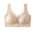 thumbnail image 1 of Women Plus Size Wireless Bra, Front Closure, Fixed Cups, Gathered Support, Seamless Beauty Back Comfort Daily Underwear Beige-A M(M), 1 of 6