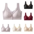 thumbnail image 1 of Women Plus Size Wireless Bra, Front Closure, Fixed Cups, Gathered Support, Seamless Beauty Back Comfort Daily Underwear Purple-A XL(XL), 1 of 6