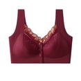 thumbnail image 1 of Women Plus Size Wireless Bra, Front Closure, Fixed Cups, Gathered Support, Seamless Beauty Back Comfort Daily Underwear Red-A L(L), 1 of 6