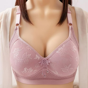 Women Plus Size Wireless Push Up Bra, Full Coverage Thin Back Closure Underwear