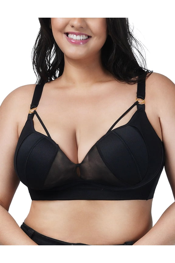 Plus Size Minimizer Wireless Bras for Women No Underwire Unlined Comfort Everyday Bra with Support and Lift (Black, 36C)