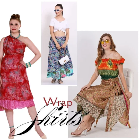 Women Plus Size Wrap Skirt Long Length Printed Beach Skirt Assorted Lot 10pcs
