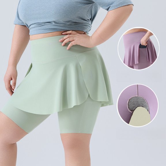 Women Plus Size Yoga Short Skirt High Waisted Golf Skirts With Pockets Outdoor Casual Athletic Shorts