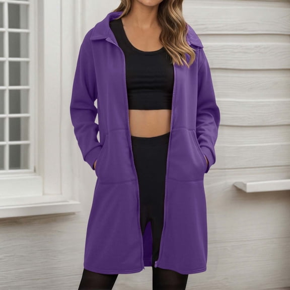 Women Plus Size Zip Up Hoodies Long Sleeve Tunic Sweatshirt Long Fleece Hoodie Jacket with Pockets