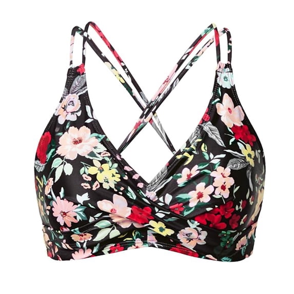 Women Plus Size tank top Swimsuit tops Graphic Sleeveless swimwear Bathing tops Floral print cropped camis CROSS-KNOT Boho Beach Pool,Red,SIZE M