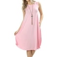 thumbnail image 1 of Women & Plus Sleeveless Round Neck Knee Length Tunic Swing Dress (DUSTY PINK, S), 1 of 3