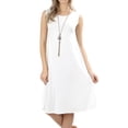 thumbnail image 1 of Women & Plus Sleeveless Round Neck Knee Length Tunic Swing Dress (IVORY, XL), 1 of 3