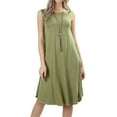 thumbnail image 1 of Women & Plus Sleeveless Round Neck Knee Length Tunic Swing Dress (SAGE, L), 1 of 3
