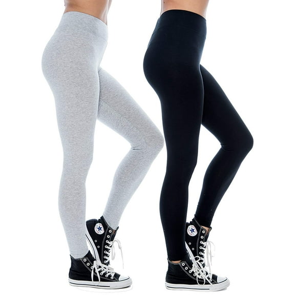 Women & Plus Soft Cotton Active Stretch Ankle Length Lightweight Leggings : 2PK-Black/H Grey (Ankle Length), 3X
