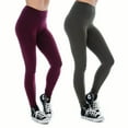 thumbnail image 1 of Women & Plus Soft Cotton Active Stretch Ankle Length Lightweight Leggings : 2PK-Burgundy/Olive (Ankle Length), M, 1 of 3