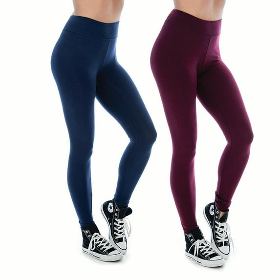 Women & Plus Soft Cotton Active Stretch Ankle Length Lightweight Leggings : 2PK-Navy/Burgundy (Ankle Length), 3X