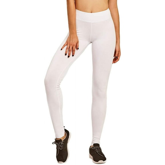 Women & Plus Soft Cotton Active Stretch Ankle Length Lightweight Leggings : White (Ankle Length), S