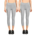 thumbnail image 1 of Women & Plus Soft Cotton Active Stretch Capri Length Lightweight Leggings (2PK-H Grey/H Grey, 3X), 1 of 4