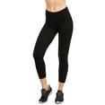 thumbnail image 1 of Women & Plus Soft Cotton Active Stretch Capri Length Lightweight Leggings (Black, S), 1 of 4
