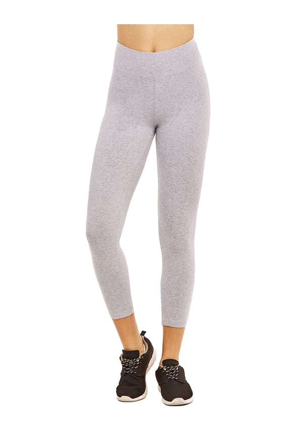 Women & Plus Soft Cotton Active Stretch Capri Length Lightweight Leggings : H Grey (Capri Length), 2X