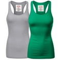 thumbnail image 1 of Women & Plus Solid Ribbed Knit Stretch Workout Racerback Tank Top (2PK: H GREY/KELLY GREEN, 1X), 1 of 4