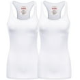 thumbnail image 1 of Women & Plus Solid Ribbed Knit Stretch Workout Racerback Tank Top (2PK: WHITE/WHITE, 1X), 1 of 3